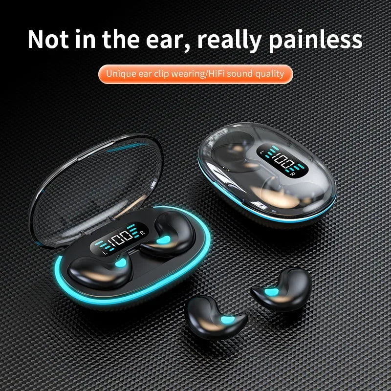 TWS Sleep Wireless Earbuds Bluetooth 5.3 Hidden Invisible Headphones IPX5 Waterproof Noise Reduction Sports Touch Headset